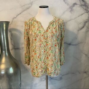 3/$20 Rose & Olive Yellow Floral Blouse Size Large